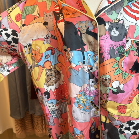 NWT • Karen Mabon • Fancy Dress Cats Pajama Top • Size L • - Picture 3 of 12